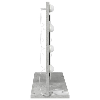 Vaskeskab Spejl Med Led -strimmellys Beton Grå 60 X 45 X 18 Cm - Billede 5