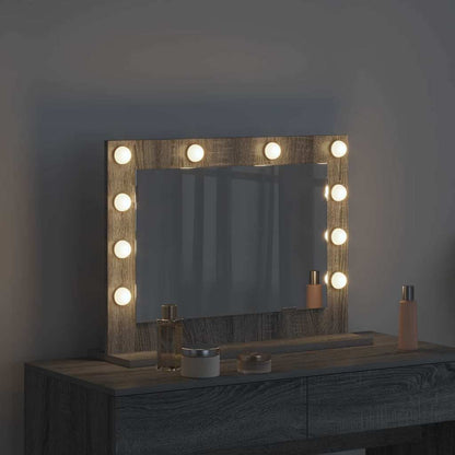 Vaskeskab Spejl Med Led -strimmellys Grå Sonoma 60 X 45 X 18 Cm - Billede 3