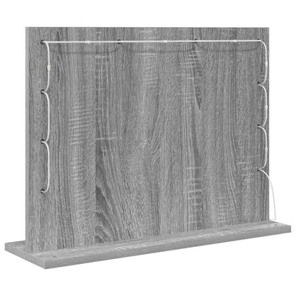 Vaskeskab Spejl Med Led -strimmellys Grå Sonoma 60 X 45 X 18 Cm - Billede 6