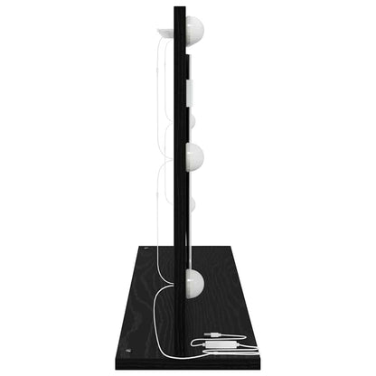 Vaskeskab Spejl Sort Eg 80 X 45 X 18 Cm Konstrueret Træ Og Glas - Billede 5