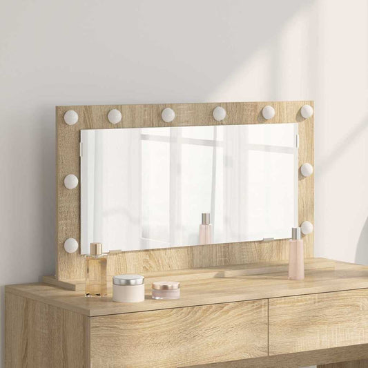 Vaskeskab Spejl Med Led -strimmellys Sonoma Eg 80 X 45 X 18 Cm - Hovedbillede