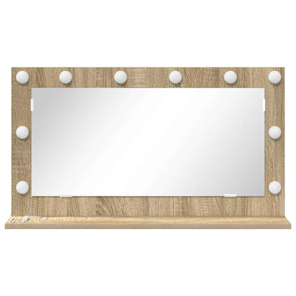 Vaskeskab Spejl Med Led -strimmellys Sonoma Eg 80 X 45 X 18 Cm - Billede 4