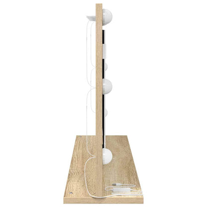 Vaskeskab Spejl Med Led -strimmellys Sonoma Eg 80 X 45 X 18 Cm - Billede 5
