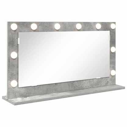 Vaskeskab Spejl Med Led -strimmellys Beton Grå 80 X 45 X 18 Cm - Billede 2