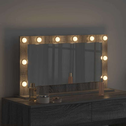 Vaskeskab Spejl Med Led -strimmellys Grå Sonoma 80 X 45 X 18 Cm - Billede 3