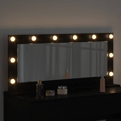 Vaskeskab Spejl Med Led -strimmellys Sort Eg 100 X 45 X 18 Cm - Billede 3