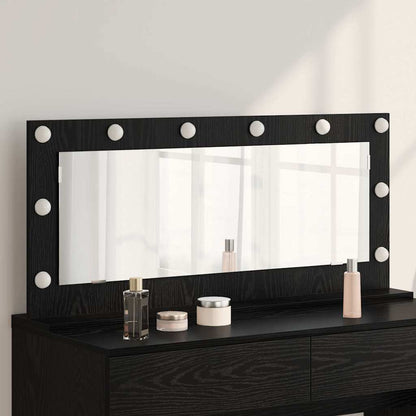 Vaskeskab Spejl Med Led -strimmellys Sort Eg 100 X 45 X 18 Cm - Hovedbillede