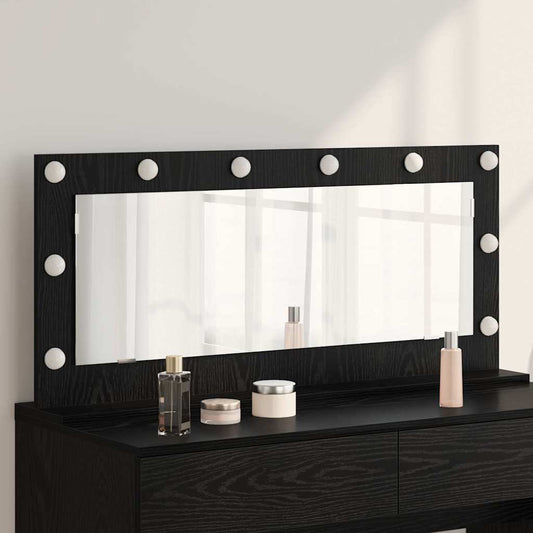 Vaskeskab Spejl Med Led -strimmellys Sort Eg 100 X 45 X 18 Cm - Hovedbillede