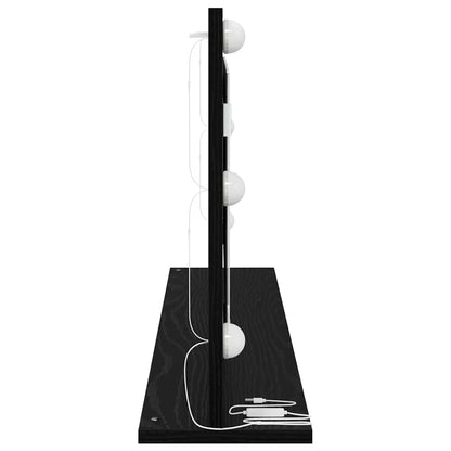 Vaskeskab Spejl Med Led -strimmellys Sort Eg 100 X 45 X 18 Cm - Billede 5