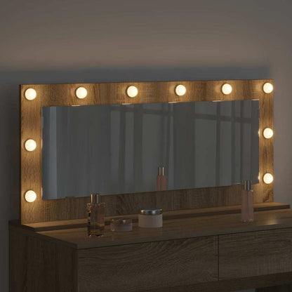 Vaskeskab Spejl Med Led -strimmellys Sonoma Eg 100 X 45 X 18 Cm - Billede 3