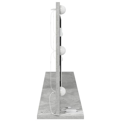 Vaskeskab Spejl Med Led -strimmellys Beton Grå 100 X 45 X 18 Cm - Billede 5