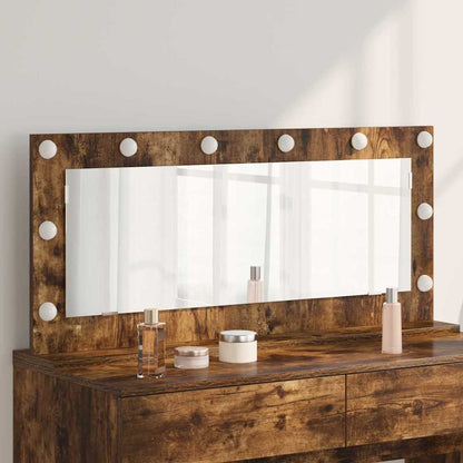 Vaskeskab Spejl Med Led -strimmellys Røget Eg 100 X 45 X 18 Cm - Hovedbillede