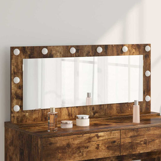 Vaskeskab Spejl Med Led -strimmellys Røget Eg 100 X 45 X 18 Cm - Hovedbillede