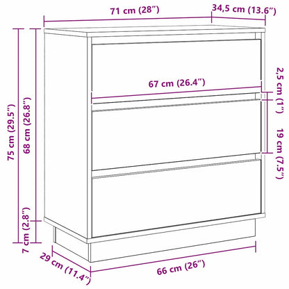 Natskab Med Skuffe 71 X 34,5 X 75 Cm Konstrueret Træ - Billede 12