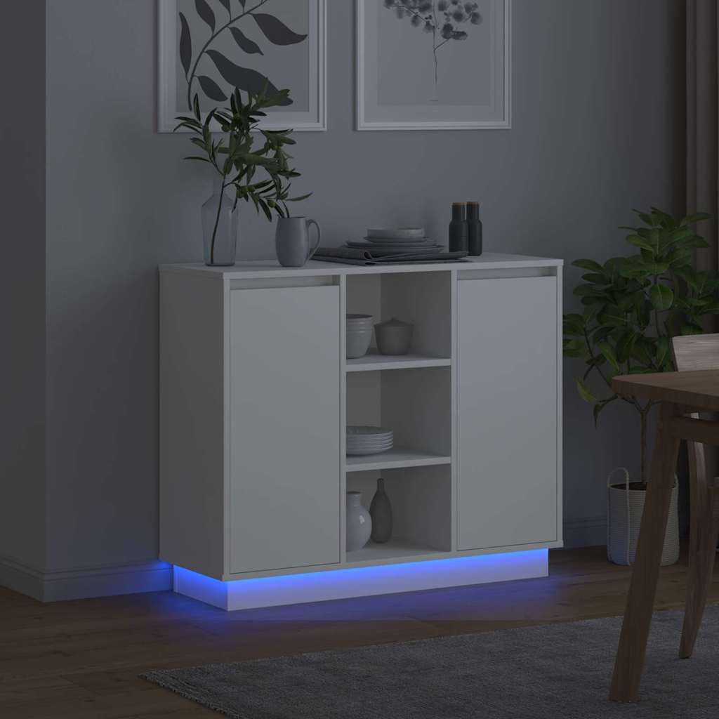 Led Sideboard 90 X 32 X 75 Cm Konstrueret Træ - Billede 6