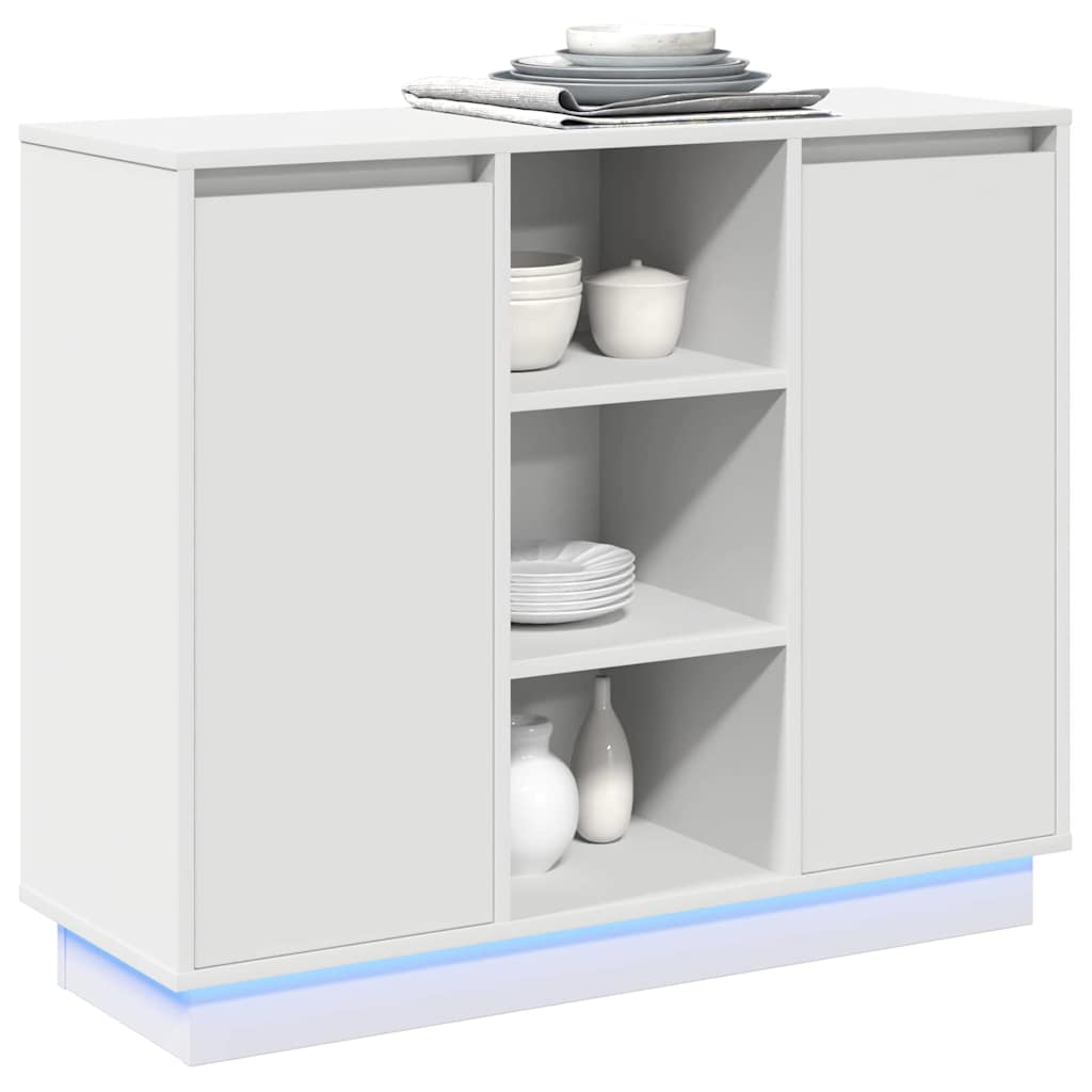 Led Sideboard 90 X 32 X 75 Cm Konstrueret Træ - Billede 3