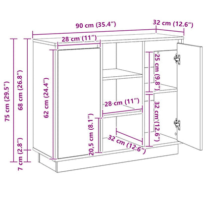 Led Sideboard 90 X 32 X 75 Cm Konstrueret Træ - Billede 16