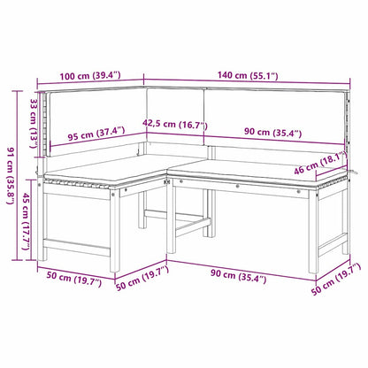 Have Stol Med Pude 140 X 100 X 91cm Massivt Akacietræ - Billede 8