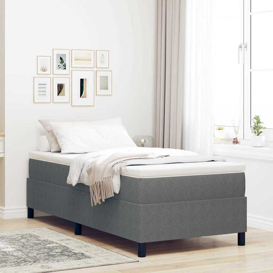 Box Spring Seng Lys Grå, Hvid 193 90 60 Cm Corduroy Stof - Hovedbillede