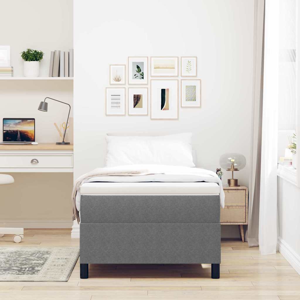 Box Spring Seng Lys Grå, Hvid 193 90 60 Cm Corduroy Stof - Billede 5