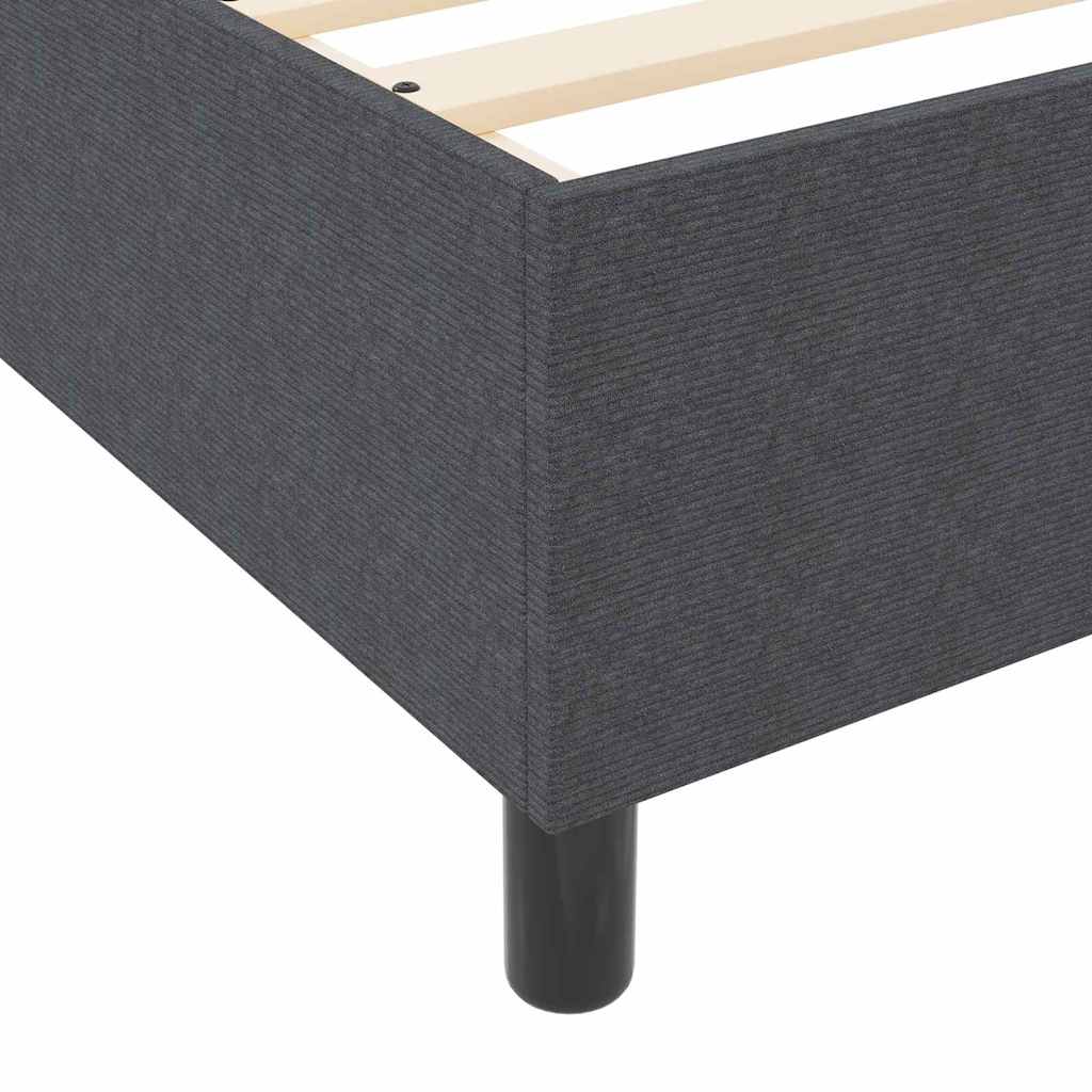 Box Spring Seng Mørk Grå Og Hvid 203 90 60 Cm Corduroy Stof - Billede 10