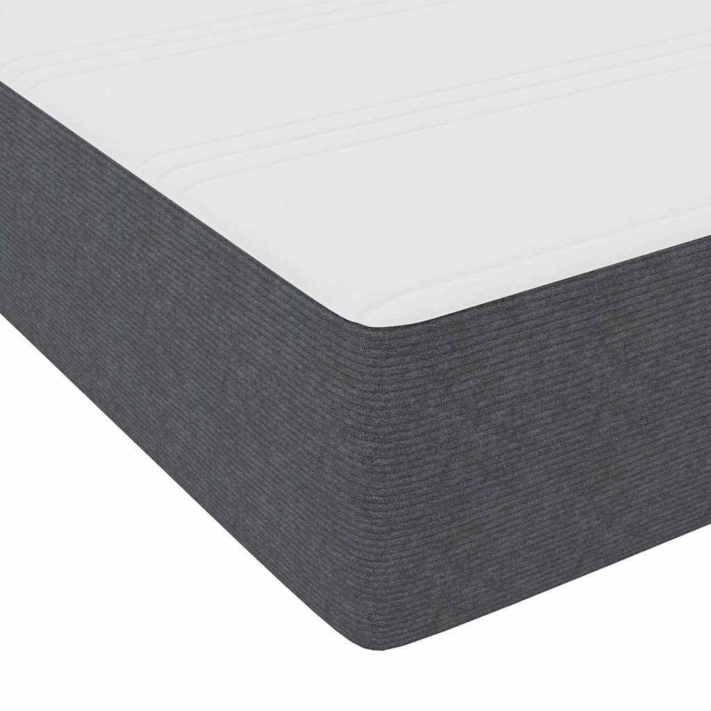 Box Spring Seng Mørk Grå Og Hvid 203 90 60 Cm Corduroy Stof - Billede 11