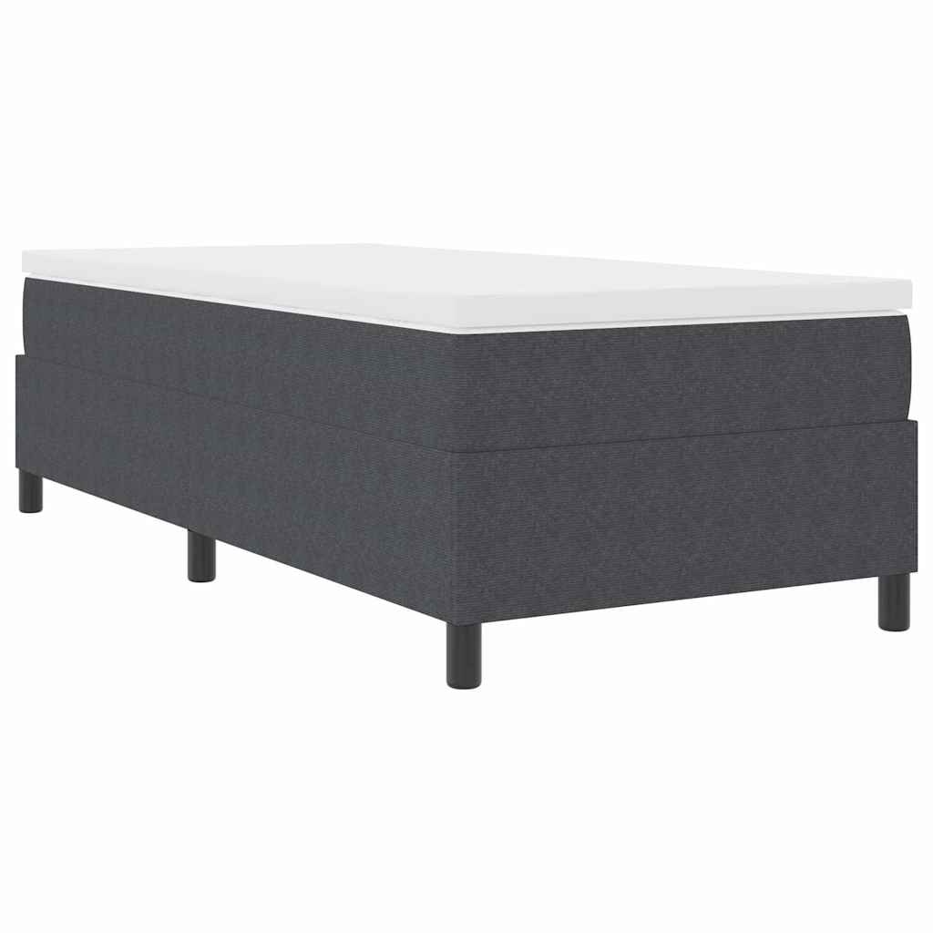 Box Spring Seng Mørk Grå Og Hvid 203 90 60 Cm Corduroy Stof - Billede 2