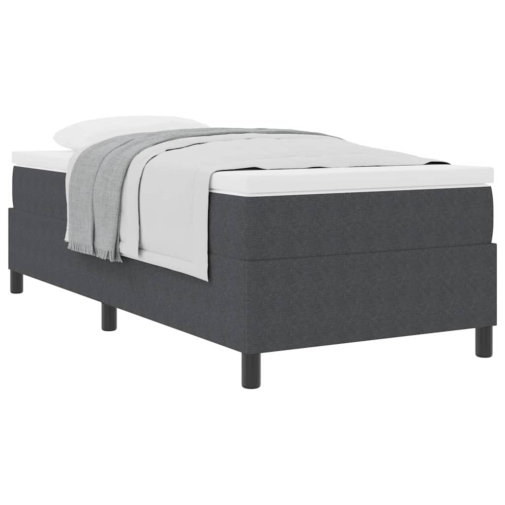 Box Spring Seng Mørk Grå Og Hvid 203 90 60 Cm Corduroy Stof - Billede 3