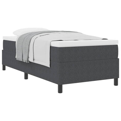 Box Spring Seng Mørk Grå Og Hvid 203 90 60 Cm Corduroy Stof - Billede 3