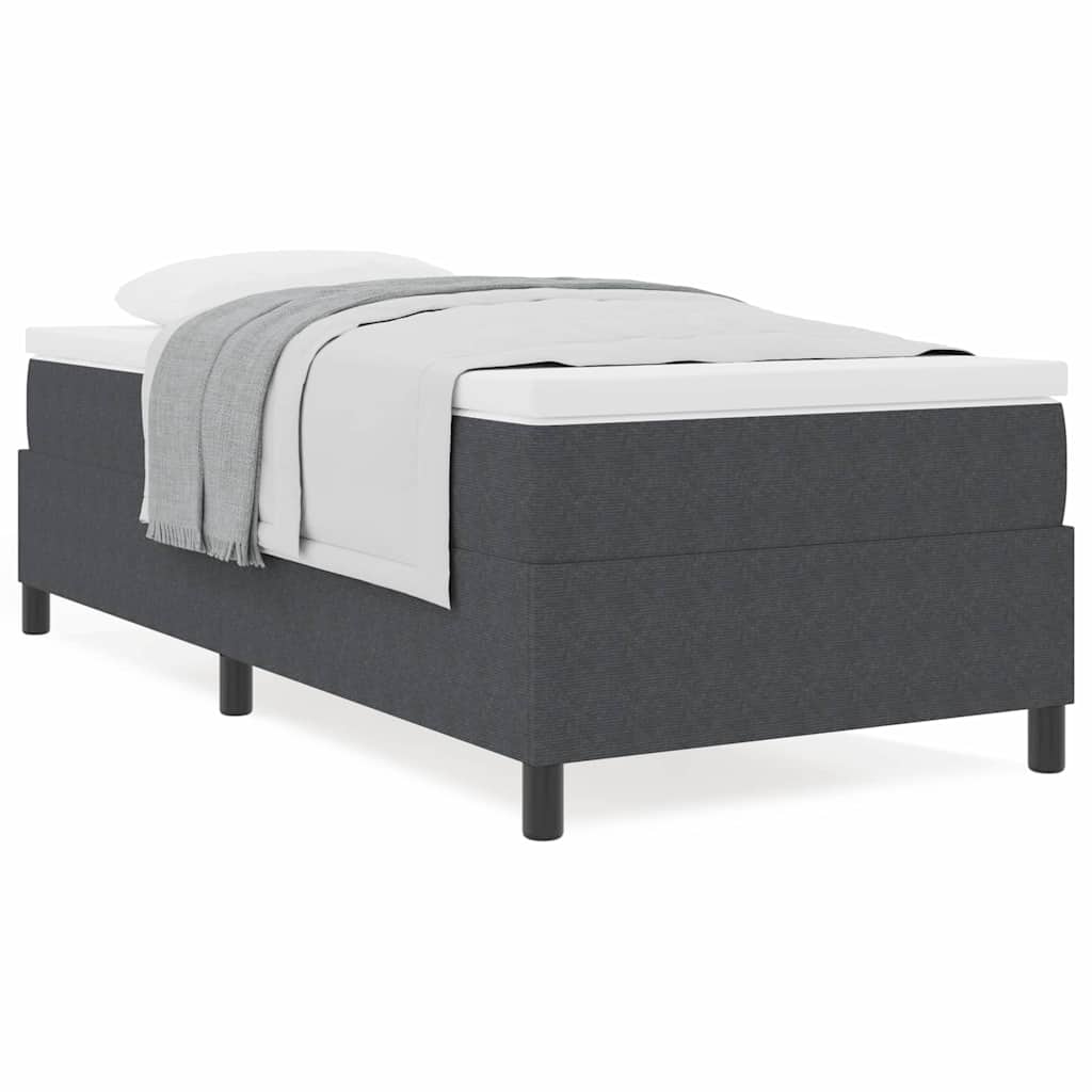 Box Spring Seng Mørk Grå Og Hvid 203 90 60 Cm Corduroy Stof - Billede 4