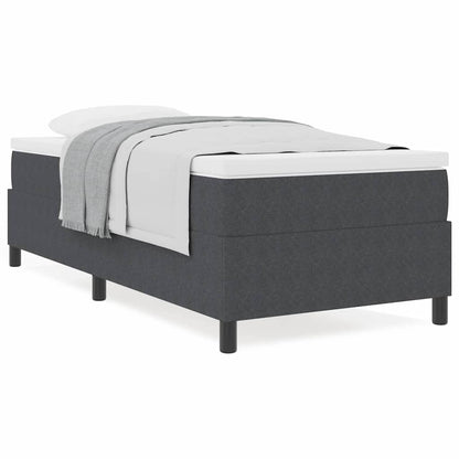 Box Spring Seng Mørk Grå Og Hvid 203 90 60 Cm Corduroy Stof - Billede 4