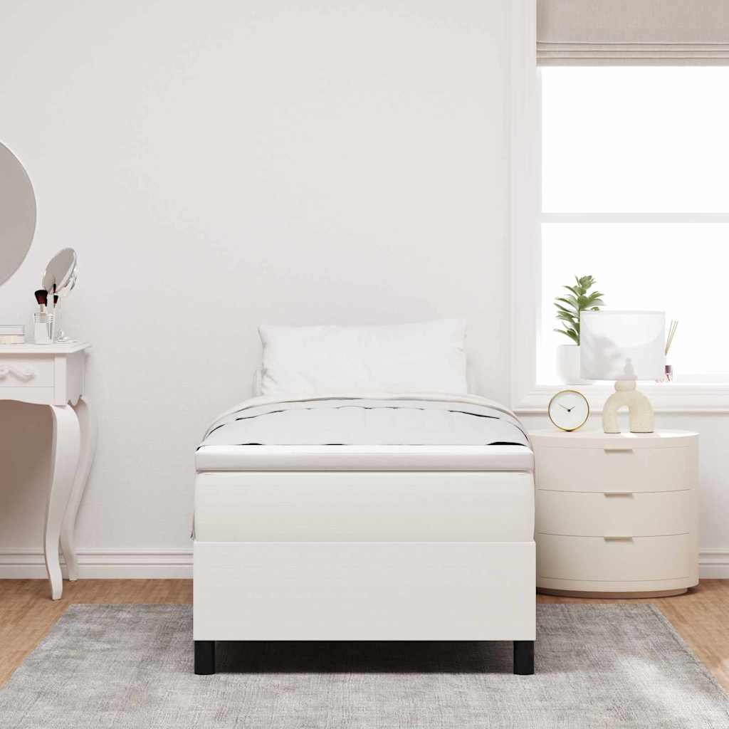 Box Spring Seng Creme Og Hvid 203 X 90 X 60 Cm Corduroy Stof - Billede 4