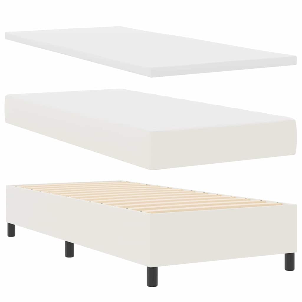 Box Spring Seng Creme Og Hvid 203 X 90 X 60 Cm Corduroy Stof - Billede 5