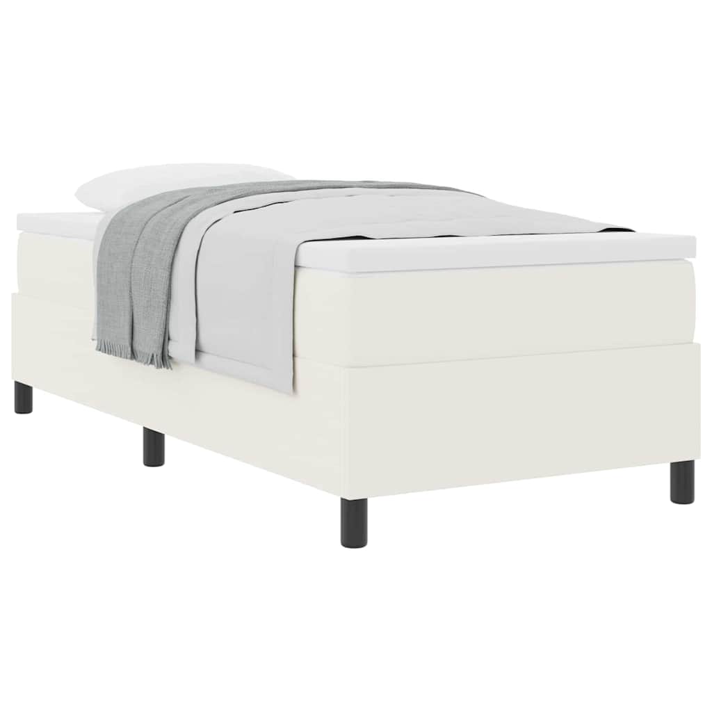 Box Spring Seng Creme Og Hvid 203 X 90 X 60 Cm Corduroy Stof - Billede 3