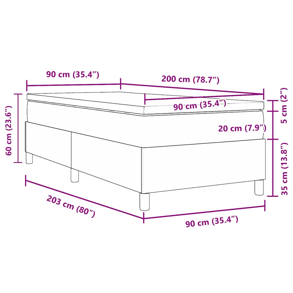Box Spring Seng Creme Og Hvid 203 X 90 X 60 Cm Corduroy Stof - Billede 13