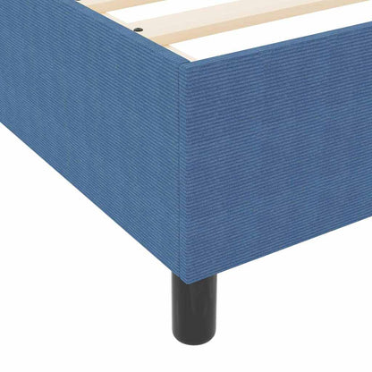 Box Spring Seng Blå Og Hvid 203 X 90 X 60 Cm Corduroy Stof - Billede 10