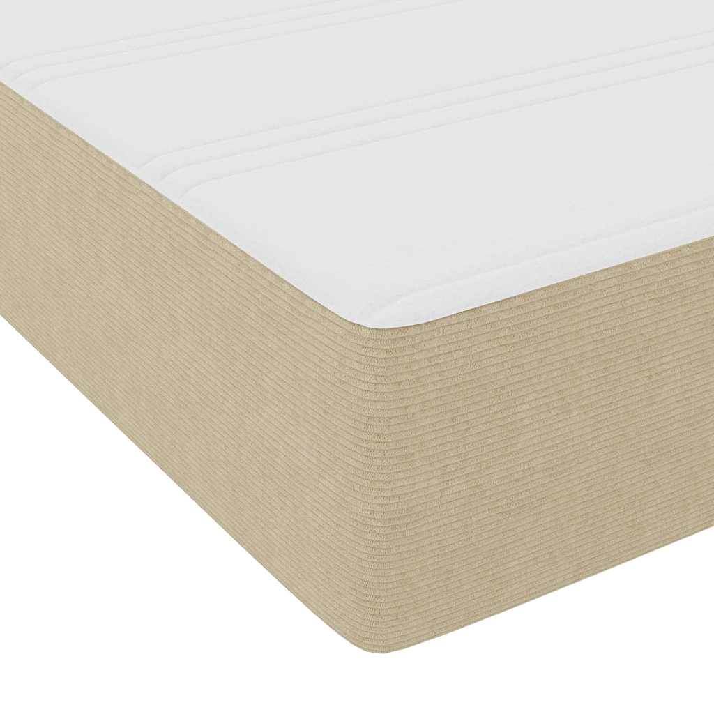 Box Spring Seng Lys Grå Og Hvid 203 X 120 X 60 Cm Corduroy Stof - Billede 11