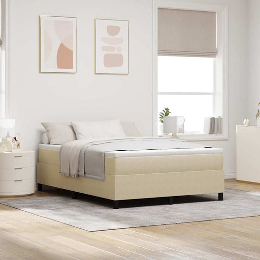 Box Spring Seng Lys Grå Og Hvid 203 X 140 X 60 Cm Corduroy Stof - Hovedbillede