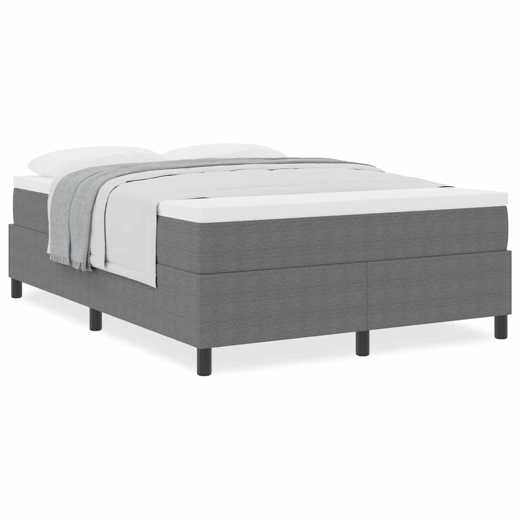 Box Spring Seng Lys Grå Og Hvid 203 X 160 X 60 Cm Corduroy Stof - Billede 4