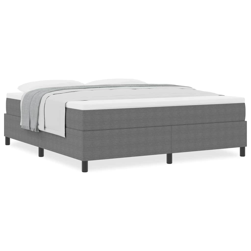 Box Spring Seng Lys Grå Og Hvid 203 X 180 X 60 Cm Corduroy Stof - Billede 4