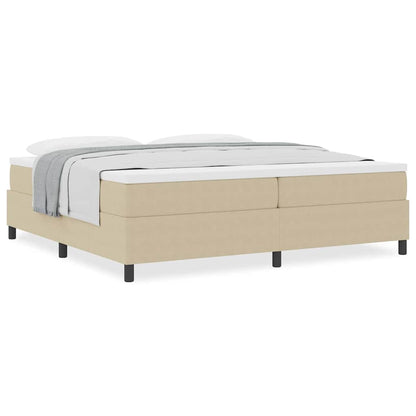 Box Spring Seng Lys Grå Og Hvid 203 X 200 X 60 Cm Corduroy Stof - Billede 4