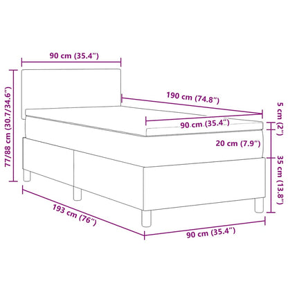 Box Spring Seng Lysegrå Og Hvid 193 X 90 X 88 Cm Corduroy Stof - Billede 13