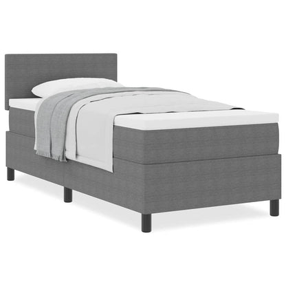 Box Spring Seng Lys Grå Og Hvid 203 X 90 X 88 Cm Corduroy Stof - Billede 4