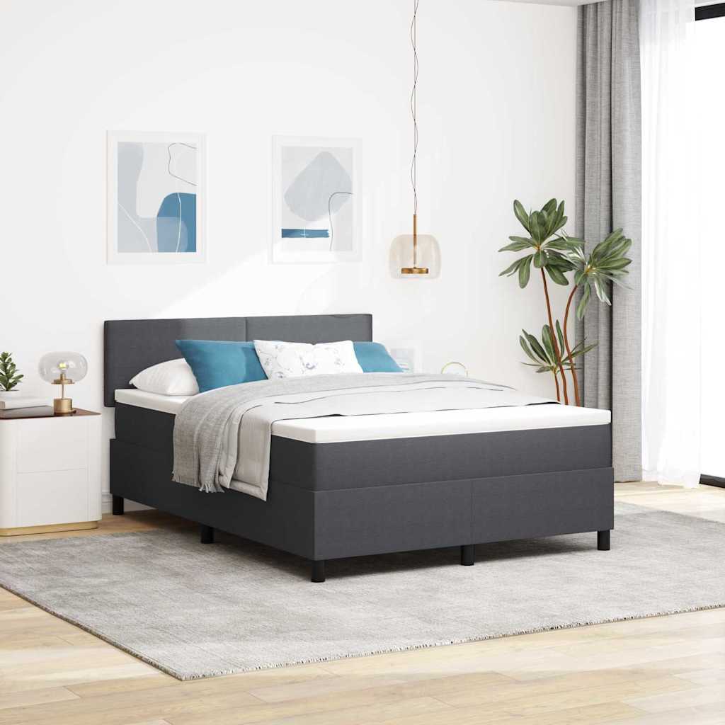 Box Spring Seng Mørkegrå Og Hvid 160 X 200 Cm Velourstof - Hovedbillede