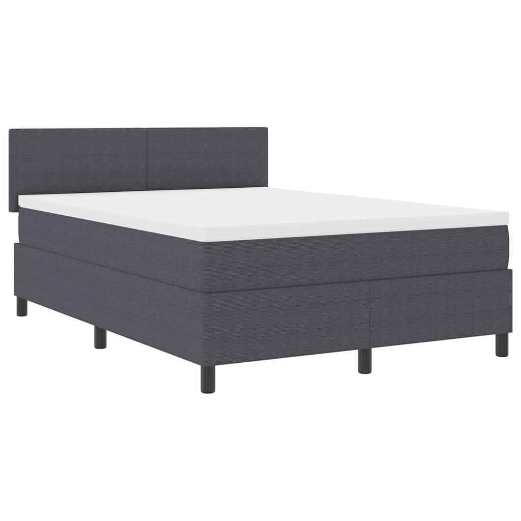 Box Spring Seng Mørkegrå Og Hvid 160 X 200 Cm Velourstof - Billede 2
