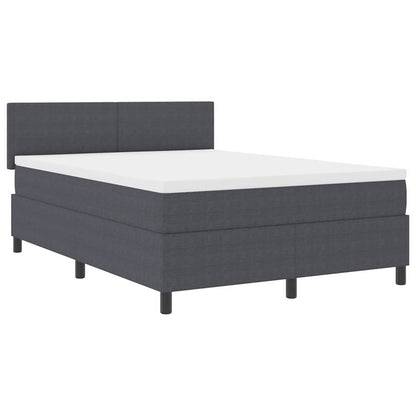 Box Spring Seng Mørkegrå Og Hvid 160 X 200 Cm Velourstof - Billede 2