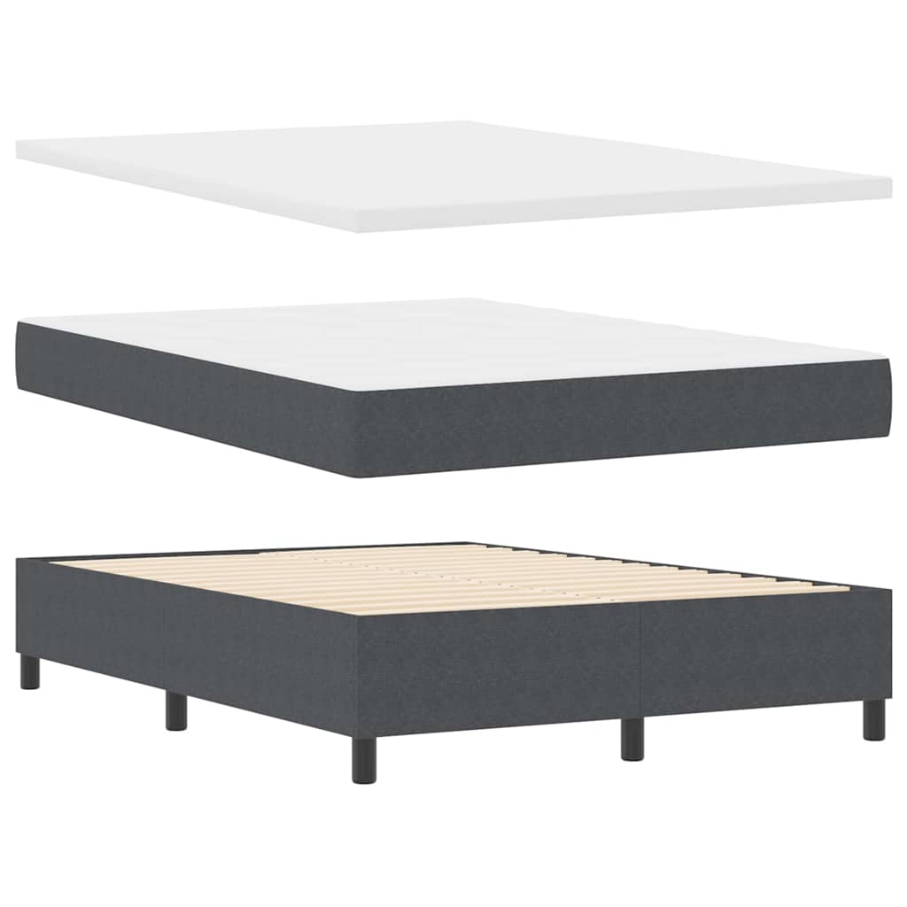 Box Spring Seng Mørkegrå Og Hvid 160 X 200 Cm Velourstof - Billede 5