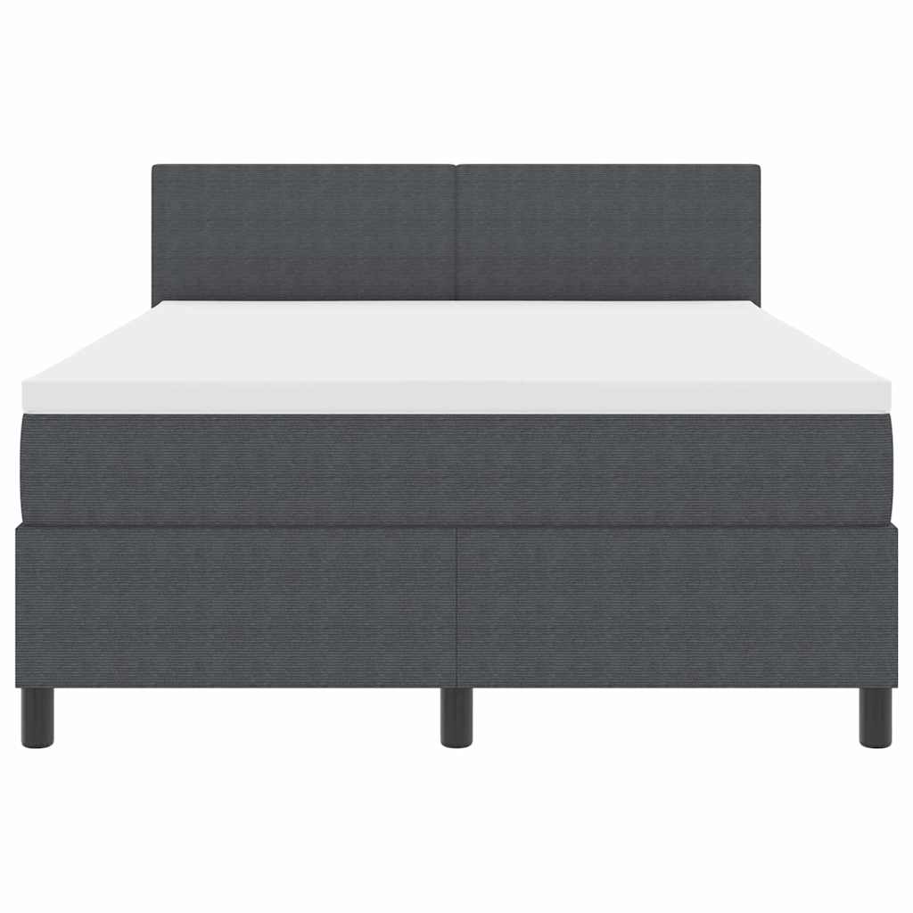 Box Spring Seng Mørkegrå Og Hvid 160 X 200 Cm Velourstof - Billede 7
