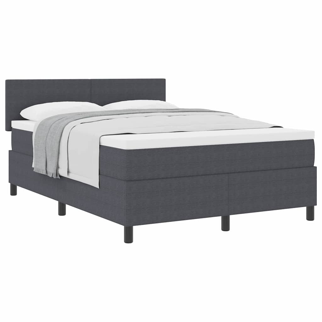 Box Spring Seng Mørkegrå Og Hvid 160 X 200 Cm Velourstof - Billede 3