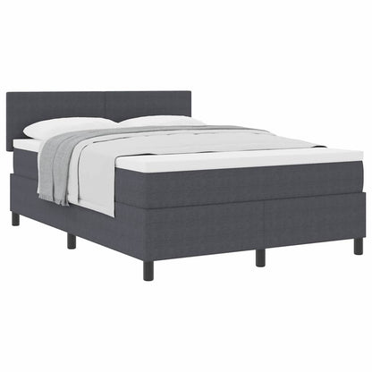 Box Spring Seng Mørkegrå Og Hvid 160 X 200 Cm Velourstof - Billede 3